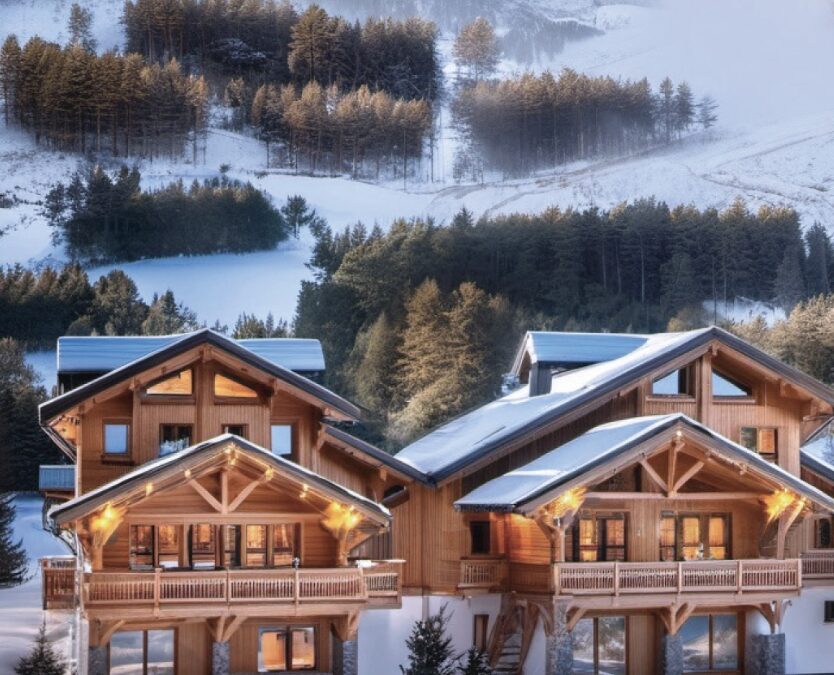 Ensemble de beaux chalets au pied des pistes.